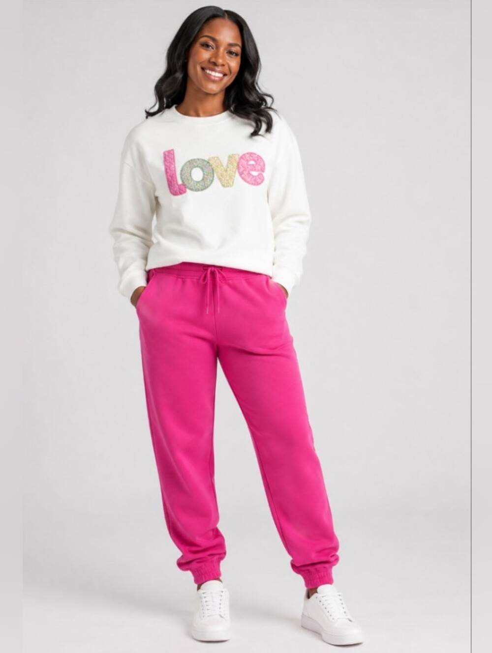 Love Streak Drawstring "Fluff Lined Jogger" Deep Pink Sweatpants -Size: L- NWOT